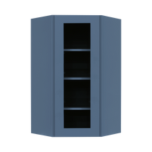 Load image into Gallery viewer, Lancaster Blue Wall Diagonal Mullion Door Cabinet 1 Door 3 Adjustable Shelves Glass not Included