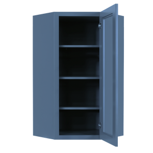 Lancaster Blue Wall Diagonal Mullion Door Cabinet 1 Door 3 Adjustable Shelves Glass not Included