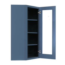 Load image into Gallery viewer, Lancaster Blue Wall Diagonal Mullion Door Cabinet 1 Door 3 Adjustable Shelves Glass not Included
