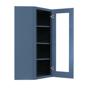 Lancaster Blue Wall Diagonal Mullion Door Cabinet 1 Door 3 Adjustable Shelves Glass not Included