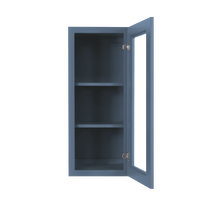 Load image into Gallery viewer, Lancaster Blue Wall Mullion Door Cabinet 1 Door 2 Adjustable Shelves Glass not Included