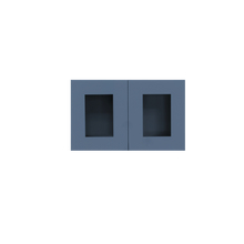 Load image into Gallery viewer, Lancaster Blue Wall Mullion Door Cabinet 2 Doors No Shelves Glass not inclued