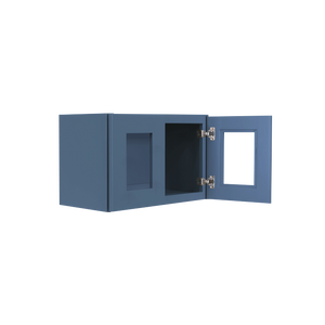 Lancaster Blue Wall Mullion Door Cabinet 2 Doors No Shelves Glass not inclued