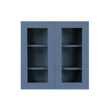Load image into Gallery viewer, Lancaster Blue Wall Mullion Door Cabinet 2 Door 2 Adjustable Shelves Glass not Included