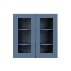 Lancaster Blue Wall Mullion Door Cabinet 2 Door 2 Adjustable Shelves Glass not Included