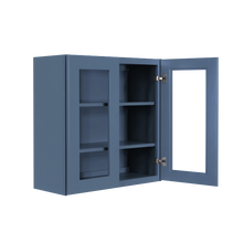 Load image into Gallery viewer, Lancaster Blue Wall Mullion Door Cabinet 2 Door 2 Adjustable Shelves Glass not Included
