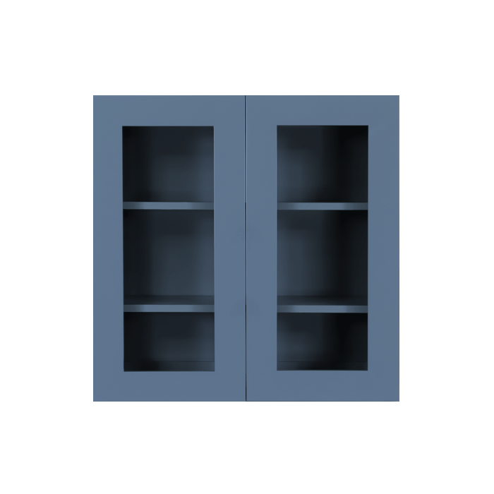 Lancaster Blue Wall Mullion Door Cabinet 2 Doors 2 Adjustable Shelves Glass not Included