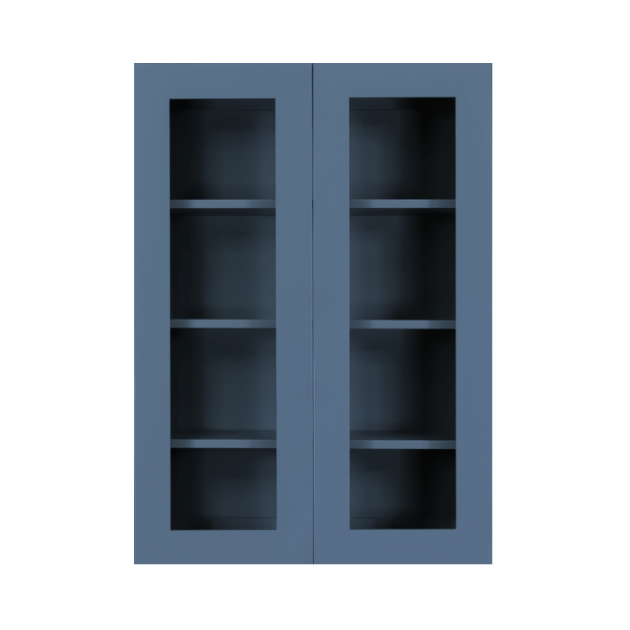 Lancaster Blue Wall Mullion Door Cabinet 2 Doors 3 Adjustable Shelves Glass not Included