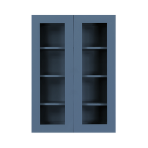 Lancaster Blue Wall Mullion Door Cabinet 2 Doors 3 Adjustable Shelves Glass not Included