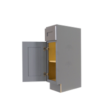 Load image into Gallery viewer, Lancaster Gray Base End Angle Cabinet 1 Fake Drawer 1 Door 1 Adjustable Shelf (Left)