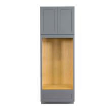 Load image into Gallery viewer, Lancaster Gray Tall Double Oven Cabinet 2 Upper Doors and 1 Lower Drawer