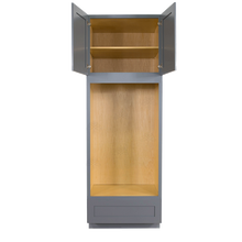 Load image into Gallery viewer, Lancaster Gray Tall Double Oven Cabinet 2 Upper Doors and 1 Lower Drawer