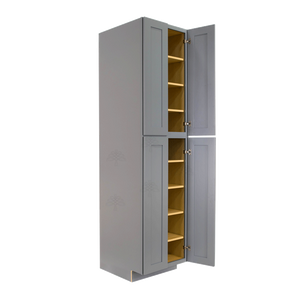 Lancaster Gray Tall Pantry 2 Upper Doors and 2 Lower Doors