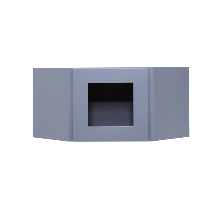 Lancaster Gray Wall Diagonal Mullion Door Cabinet 1 Door No Shelf Glass Not Included