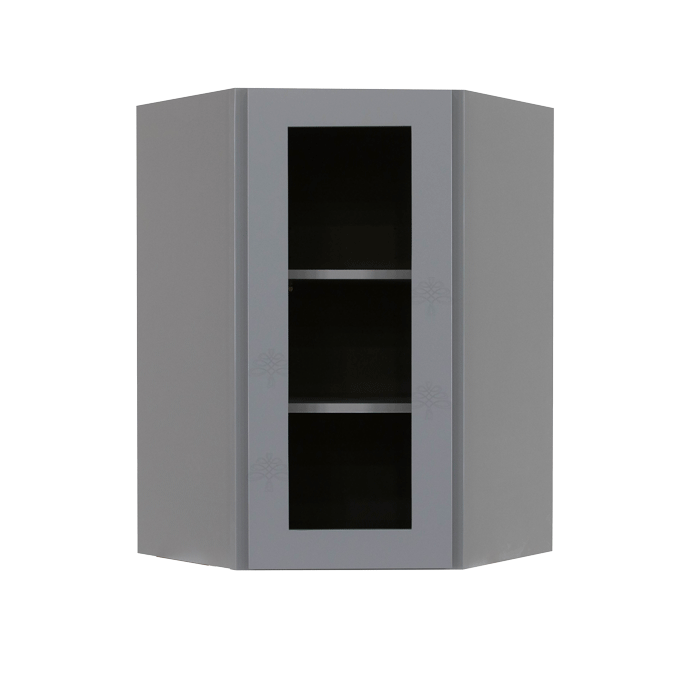 Lancaster Gray Wall Diagonal Mullion Door Cabinet 1 Door 2 Adjustable Shelves Glass not Included