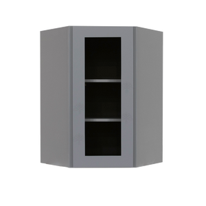Lancaster Gray Wall Diagonal Mullion Door Cabinet 1 Door 2 Adjustable Shelves Glass not Included