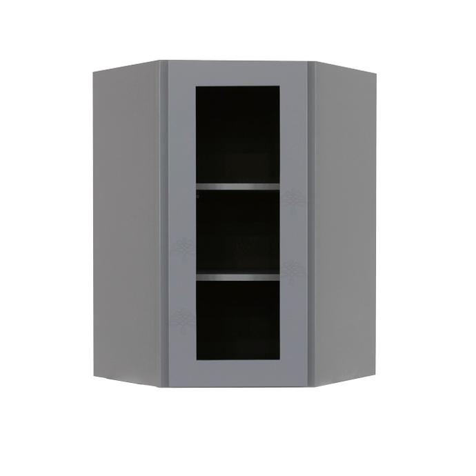 Lancaster Gray Wall Diagonal Mullion Door Cabinet 1 Door 2 Adjustable Shelves Glass not Included