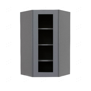 Lancaster Gray Wall Diagonal Mullion Door Cabinet 1 Door 3 Adjustable Shelves Glass not Included