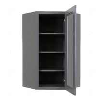 Load image into Gallery viewer, Lancaster Gray Wall Diagonal Mullion Door Cabinet 1 Door 3 Adjustable Shelves Glass not Included