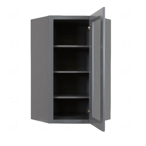 Lancaster Gray Wall Diagonal Mullion Door Cabinet 1 Door 3 Adjustable Shelves Glass not Included