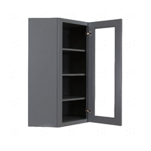 Load image into Gallery viewer, Lancaster Gray Wall Diagonal Mullion Door Cabinet 1 Door 3 Adjustable Shelves Glass not Included