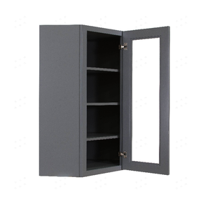 Lancaster Gray Wall Diagonal Mullion Door Cabinet 1 Door 3 Adjustable Shelves Glass not Included