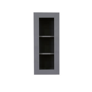 Lancaster Gray Wall Mullion Door Cabinet 1 Door 2 Adjustable Shelves Glass not Included