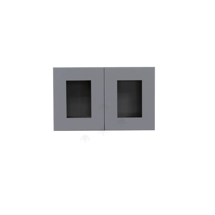 Lancaster Gray Wall Mullion Door Cabinet 2 Doors No Shelves Glass not inclued