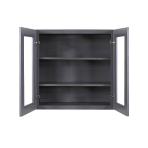 Lancaster Gray Wall Mullion Door Cabinet 2 Door 2 Adjustable Shelves Glass not Included