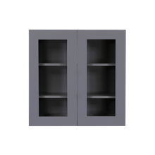 Load image into Gallery viewer, Lancaster Gray Wall Mullion Door Cabinet 2 Doors 2 Adjustable Shelves Glass not Included