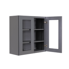 Load image into Gallery viewer, Lancaster Gray Wall Mullion Door Cabinet 2 Doors 2 Adjustable Shelves Glass not Included
