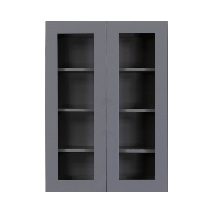 Lancaster Gray Wall Mullion Door Cabinet 2 Doors 3 Adjustable Shelves Glass not Included