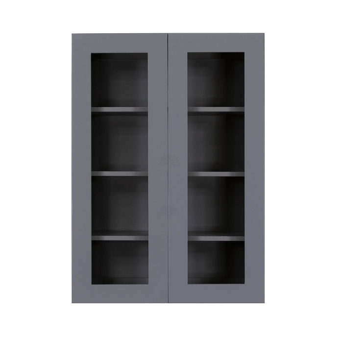 Lancaster Gray Wall Mullion Door Cabinet 2 Doors 3 Adjustable Shelves Glass not Included