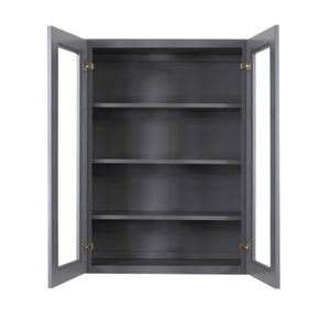 Lancaster Gray Wall Mullion Door Cabinet 2 Doors 3 Adjustable Shelves Glass not Included
