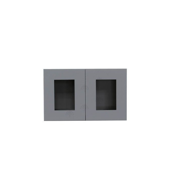 Lancaster Gray Wall Mullion Door Cabinet 2 Doors No Shelf Glass Not Included