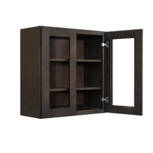 Load image into Gallery viewer, Lancaster Vintage Charcoal Wall Mullion Door Cabinet 2 Door 2 Adjustable Shelves Glass not Included
