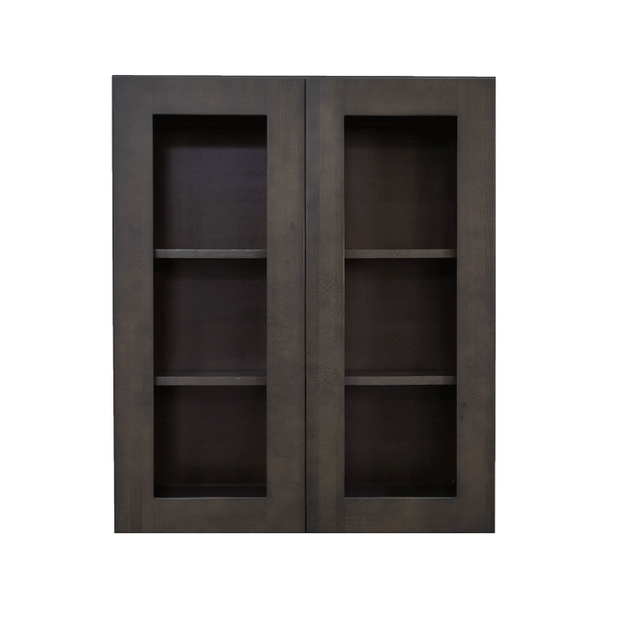 Lancaster Vintage Charcoal Wall Mullion Door Cabinet 2 Doors 2 Adjustable Shelves Glass not Included