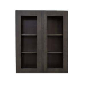 Lancaster Vintage Charcoal Wall Mullion Door Cabinet 2 Doors 2 Adjustable Shelves Glass not Included