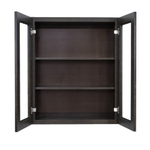 Load image into Gallery viewer, Lancaster Vintage Charcoal Wall Mullion Door Cabinet 2 Doors 2 Adjustable Shelves Glass not Included