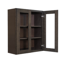 Load image into Gallery viewer, Lancaster Vintage Charcoal Wall Mullion Door Cabinet 2 Doors 2 Adjustable Shelves Glass not Included