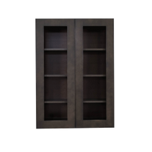 Load image into Gallery viewer, Lancaster Vintage Charcoal Wall Mullion Door Cabinet 2 Doors 3 Adjustable Shelves Glass not Included