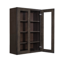 Load image into Gallery viewer, Lancaster Vintage Charcoal Wall Mullion Door Cabinet 2 Doors 3 Adjustable Shelves Glass not Included