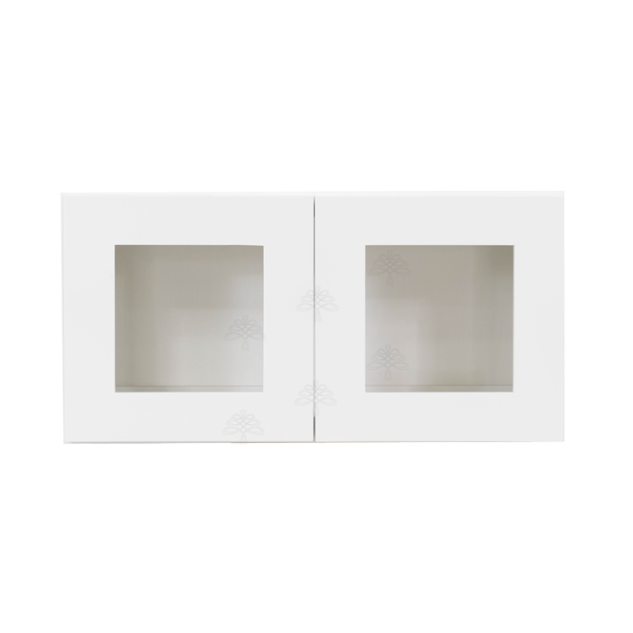 Lancaster White Wall Mullion Door Cabinet 2 Doors No Shelf Glass Not Included