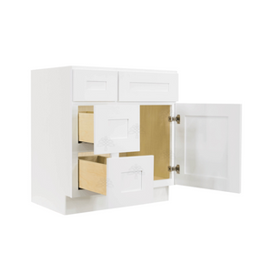 Lancaster Shaker White Vanity Sink Base Cabinet 1 Dummy Drawer 1 Door Leftside