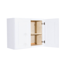 Load image into Gallery viewer, Lancaster Shaker White Wall Cabinet 2 Doors 1 Adjustable Shelf 24inch Depth