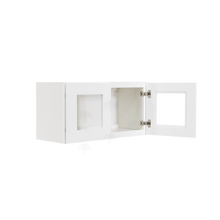 Load image into Gallery viewer, Lancaster Shaker White Wall Mullion Door Cabinet 2 Doors No Shelves Glass not inclued