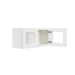 Lancaster Shaker White Wall Mullion Door Cabinet 2 Doors No Shelves Glass not inclued