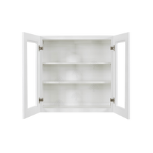 Load image into Gallery viewer, Lancaster Shaker White Wall Mullion Door Cabinet 2 Door 2 Adjustable Shelves Glass not Included