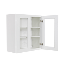 Load image into Gallery viewer, Lancaster Shaker White Wall Mullion Door Cabinet 2 Door 2 Adjustable Shelves Glass not Included
