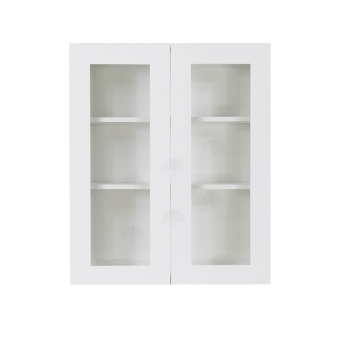 Lancaster Shaker White Wall Mullion Door Cabinet 2 Doors 2 Adjustable Shelves Glass not Included